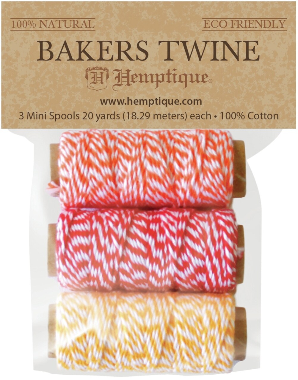 Hemptique Cotton Baker's Twine Mini Spools 2-Ply 3/Pkg-Sunset Island